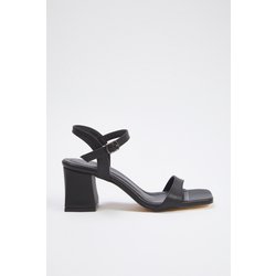 TRENDYOL SHOES Schwarze Sandalen Mit Knöchelriemen Und Quadratischer Zehenpartie Und Blockabsatz für Damen - 39
