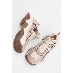 Marjin Sneaker Mit Hoher Sohle Und Schnürung, Leoparden-details, Sportschuhe Desya Beige für Damen - 38