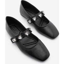 Marjin Schwarze Ballerinas – Elora Mit Stumpfer Zehenpartie Und Steindetail für Damen - 40