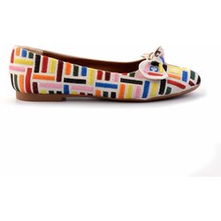 Bambi Ecru Bestickte Ballerinas K 01641167182 für Damen - 37