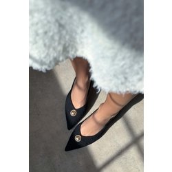NİŞANTAŞI SHOES Welkin Black Rug Accessoire Detaillierte Spitze Zehen-schuhe Mit Absatz für Damen - 36