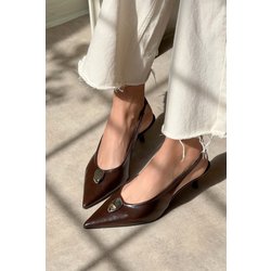 NİŞANTAŞI SHOES Cartella Braune Gemusterte Schuhe Mit Absatz Und Mattem Accessoire-detail für Damen - 37
