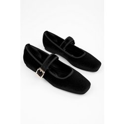 Shoeberry Ballerinas „bobbi“ Aus Schwarzem Samt Mit Stumpfer Zehenpartie für Damen - 40