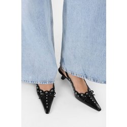 Shoeberry Spice Black Skin Bow Detailliertes Stiletto - 39