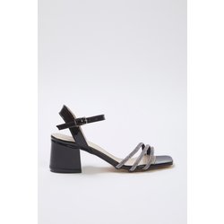 TRENDYOL SHOES Schwarzer Stein, Quadratische Zehenpartie, Abendkleid, Blockabsatz-sandalen für Damen - 37