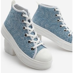 Marjin Blaue Denim Kadejin End Sneakers High Top Sneakers Mit Stickerei für Damen - 39