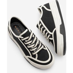 Marjin Sneaker Aus Schwarzem Leinen – Schnür- Und Dofkin-sportschuhe für Damen - 37