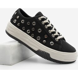 Marjin Mädchen-sneaker – Troya Hard Master, Leinen-sportschuhe, Schwarz-schwarz für Damen - 37