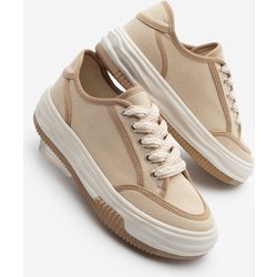Marjin Beige Sneaker – Schnür-sportschuhe Aus Leinen, Dofkin für Damen - 40