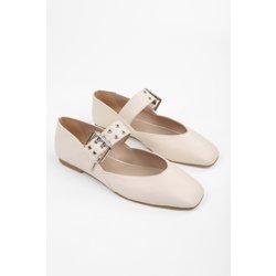 Shoeberry Vell Ecru Skin Gürtelschnalle Babet für Damen - 36