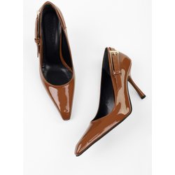 Shoeberry Myra Tan Lackleder-gürtelschnalle-stiletto - 38