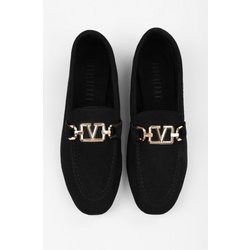 Shoeberry Ballerinas Sufe Aus Schwarzem Wildleder Mit Schnalle für Damen - 38
