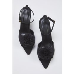 TRENDYOL SHOES Schwarze Rose Detaillierte Knöchelriemen-sandalen Mit Dünnem Absatz für Damen - 39