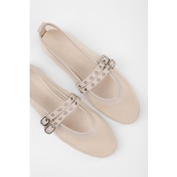 Shoeberry Ballerinas „melu“ Aus Ecru-tüll Mit Doppelter Schnalle für Damen - 36