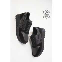 SOHO Schwarz-schwarzer Sneaker Aus Echtem Leder für Damen - 37