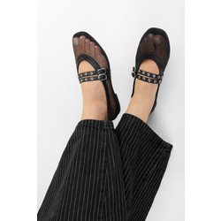 Shoeberry Ballerinas „melu“ Aus Schwarzem Tüll Mit Doppelter Schnalle für Damen - 37