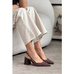 NİŞANTAŞI SHOES Henna Braun Wildleder Knöchel Schnalle Detaillierte Schuhe Mit Absatz für Damen - 40