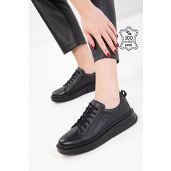 SOHO Schwarz-schwarzer Sneaker Aus Echtem Leder für Damen - 37