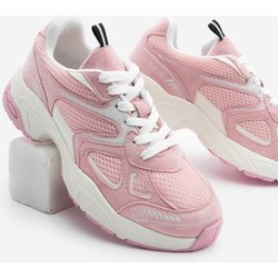Marjin Sneaker Dicke Sohle Schnürung Mesh Detaillierte Turnschuhe Sargen Rosa für Damen - 38