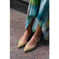 NİŞANTAŞI SHOES Elvira Beige Ballerinas Mit Geflochtener Rückseite Und Elastischem, Spitzem Zehenbereich für Damen - 39