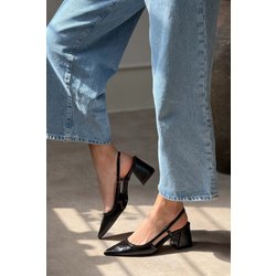 NİŞANTAŞI SHOES Bonnie Schwarz Crinkle Matte Rubber Detaillierte Schuhe Mit Dicken Absätzen für Damen - 39