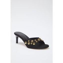 TRENDYOL SHOES Schwarz Gold Trok Stone Wildleder Kitten Heels Hausschuhe für Damen - 39