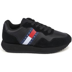 Tommy Hilfiger Sneaker Mit Markenlogo, Wildlederoberteil, Recyceltem Polyester, Gefüttert Mit Gummisohle, Schwarze Sneaker für Herren - 45