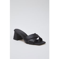 TRENDYOL SHOES Schwarze Hausschuhe Mit Blockabsatz Und Kreuzriemen für Damen - 40