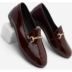 Marjin Echtes Leder Kette Loafer Freizeitschuhe Tanle Burgundy Lackleder für Damen - 37