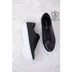 SOHO Schwarzer, Mattierter Sneaker Aus Echtem Leder für Herren - 42