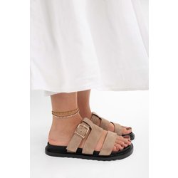 Shoeberry Hausschuhe Aus Nerz-wildleder Mit Dickem Gürtel für Damen - 38
