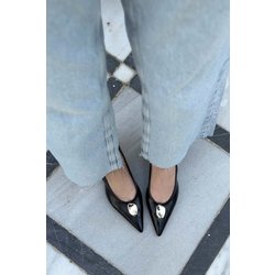 NİŞANTAŞI SHOES Cartella Schwarz Gemusterte Matte Accessoire Detaillierte Schuhe Mit Absätzen für Damen - 40