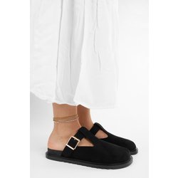 Shoeberry Schwarze Rolie-hausschuhe Aus Wildleder Mit Schnallendetail für Damen - 37