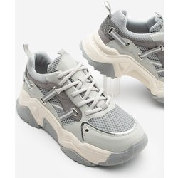 Marjin Azlin Grey Sneaker – Sportschuhe Mit Schnürung, Mesh Und Dicker Sohle für Damen - 36