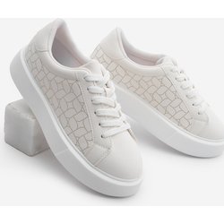 Marjin Sneaker Dicke Sohle Gemusterte Schnürschuhe Linay Weiß für Damen - 38