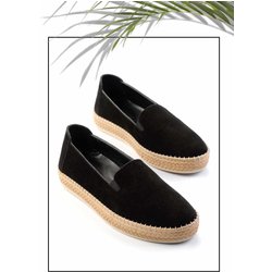Bambi Espadrille K Aus Schwarzem Wildleder Und Echtem Leder 01281020002 für Damen - 36