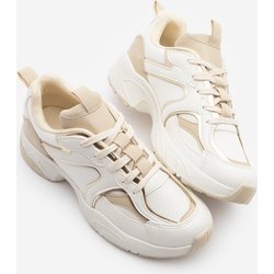 Marjin Sneaker Dicke Sohle Schnürer Mehrteilige Turnschuhe Luser Beige für Damen - 36