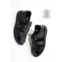 SOHO Schwarze Sandalen Aus Echtem Leder für Herren - 43
