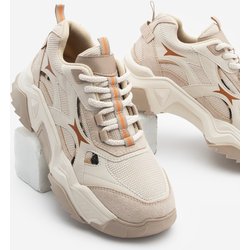 Marjin Sneaker Dicke Sohle Schnürer Mehrteilige Sneakers Mizon Beige für Damen - 37