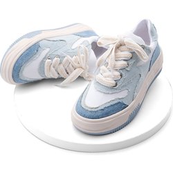 Marjin Sneaker Mit Hoher Sohle, Leinenstoff, Sportschuhe Zum Schnüren, Corken Blue Denim für Damen - 38