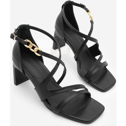 Marjin Goldkette Stumpfe Zehe Riemchen Sandalen Nekva Schwarz für Damen - 39