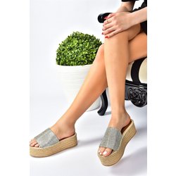 Fox Shoes Silberne Stroh-hausschuhe Mit Dicker Sohle 17 für Damen - 40