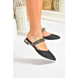Fox Shoes Schwarze Hausschuhe Aus Satinstoff In Steinoptik 04 für Damen - 38