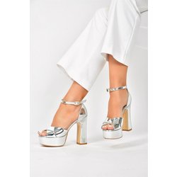 Fox Shoes Silberne Verspiegelte Plateau-abendschuhe Mit Dickem Absatz 34 für Damen - 39