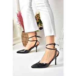 Fox Shoes Schwarze Spitze Zehen-knöchelriemen-schuhe Mit Absatz 09 für Damen - 39