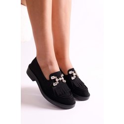 Shoeberry Loafer Maeve Aus Schwarzem Wildleder In Stone-optik. Schwarzes Wildleder für Damen - 38