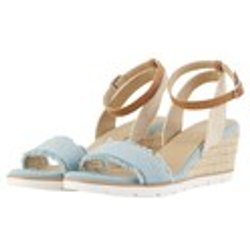 TOM TAILOR Damen Keilsandalette mit hochwertigem Kunstleder, blau, Uni, Gr. 41