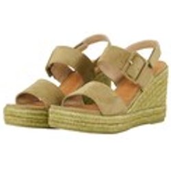 TOM TAILOR Damen Keilsandalette mit Schnalle, grün, Uni, Gr. 38