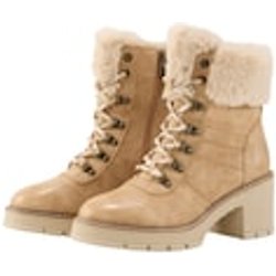 TOM TAILOR Damen Gefütterte Stiefeletten mit Block-Absatz, beige, Uni, Gr. 41