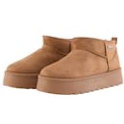 TOM TAILOR Damen Gefütterte Schneestiefeletten mit Plateau-Sohle, beige, Uni, Gr. 36